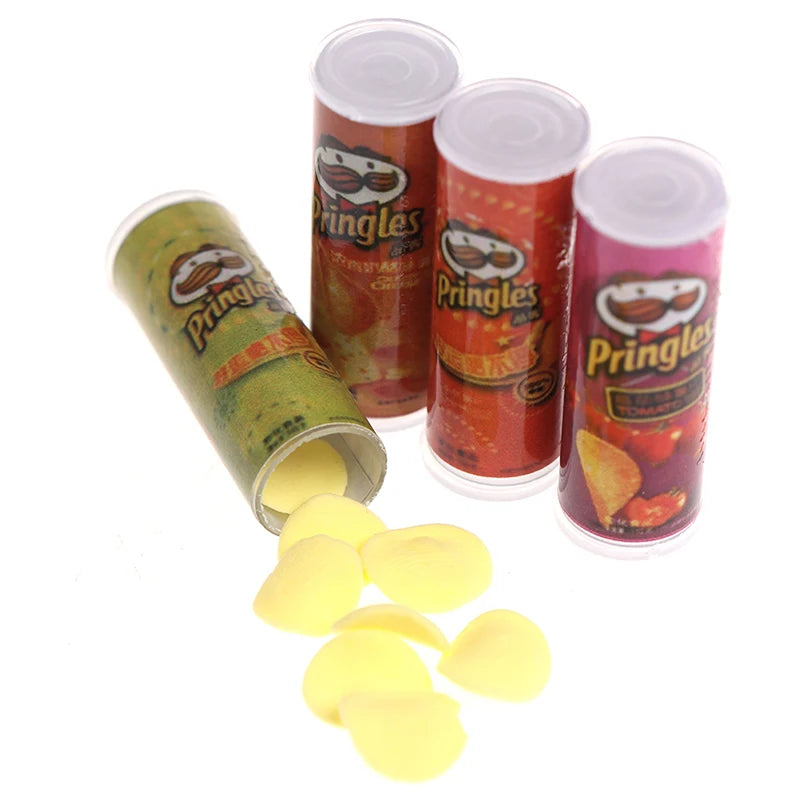 1set 1:12 Dollhouse Miniature Food Potato Chips BottlesMini Simulation Potato Chips Bottle Dolls Kitchen Food Toys