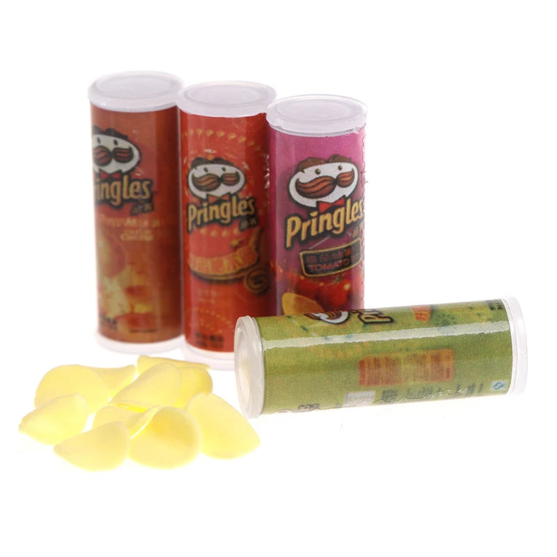1set 1:12 Dollhouse Miniature Food Potato Chips BottlesMini Simulation Potato Chips Bottle Dolls Kitchen Food Toys