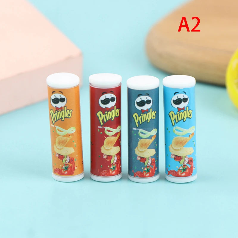1set 1:12 Dollhouse Miniature Food Potato Chips BottlesMini Simulation Potato Chips Bottle Dolls Kitchen Food Toys