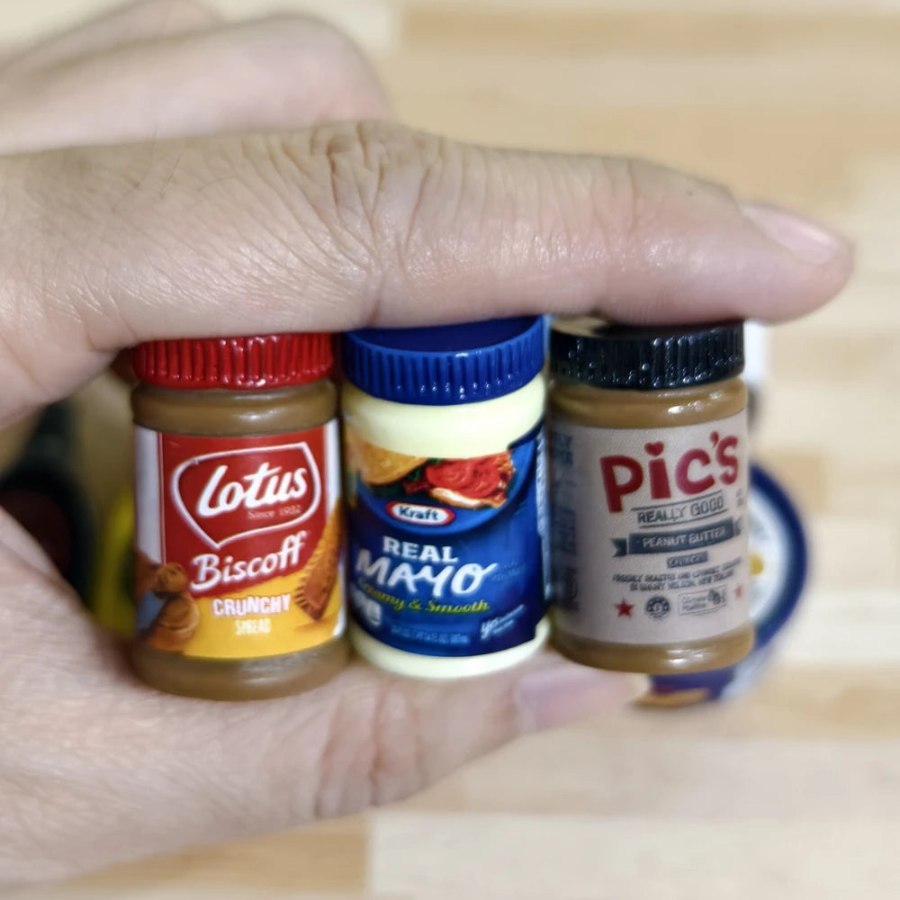 10PCS 1/6 Scale Miniature Dollhouse Cute Sauce Jam/ Cookies /Snacks Daily Necessities Model Toys for OB11 BJD Doll Accessories