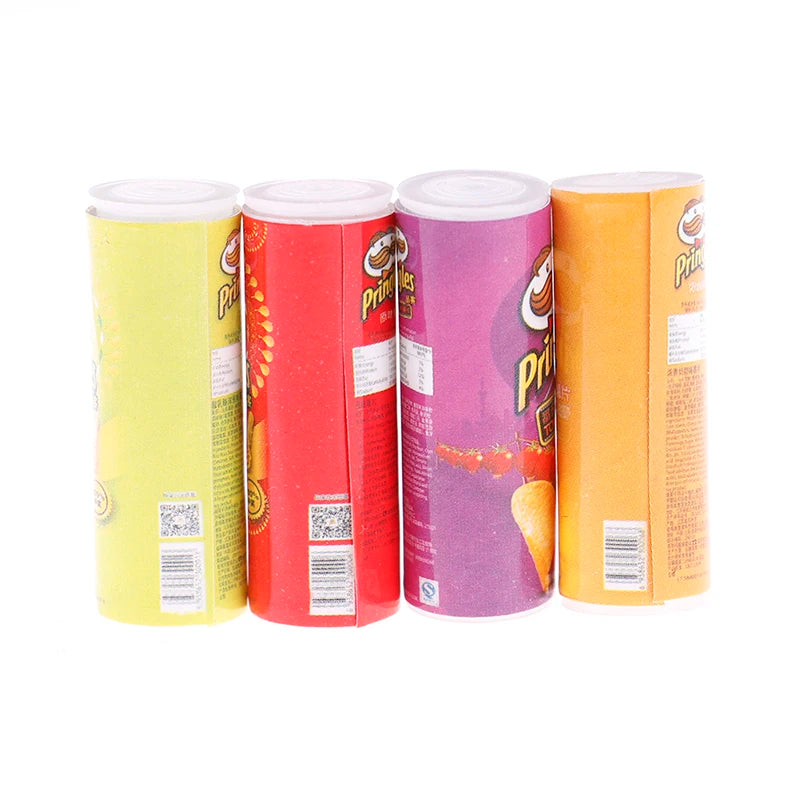 1set 1:12 Dollhouse Miniature Food Potato Chips BottlesMini Simulation Potato Chips Bottle Dolls Kitchen Food Toys