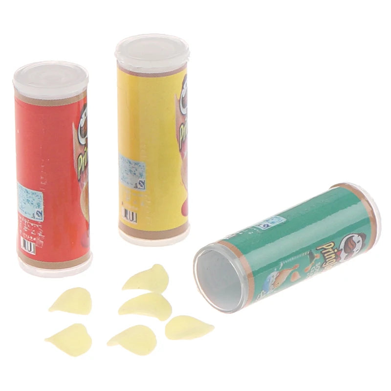 1set 1:12 Dollhouse Miniature Food Potato Chips BottlesMini Simulation Potato Chips Bottle Dolls Kitchen Food Toys